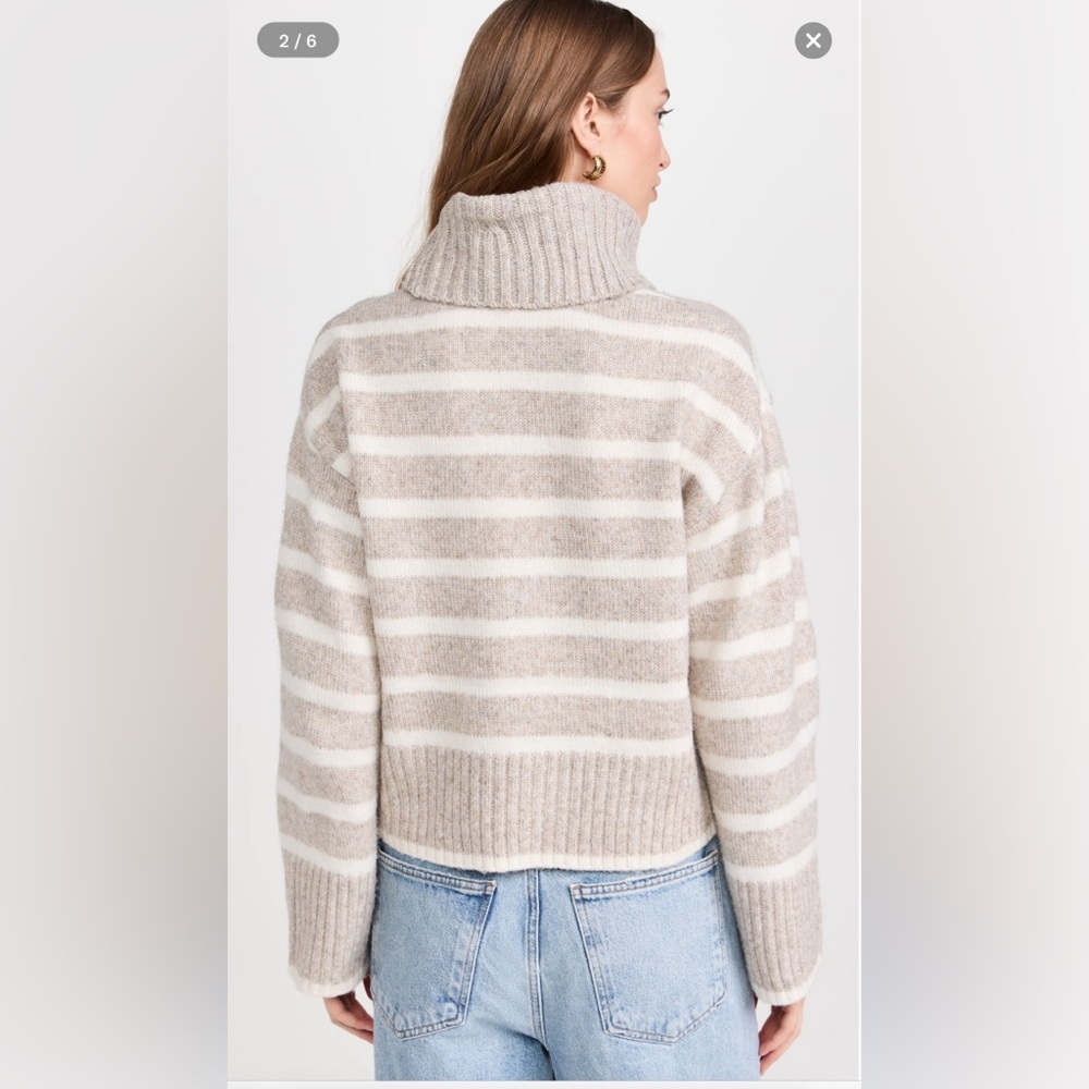 Z Supply Josephine Striped Sweater in Heather Taupe Size M NWT